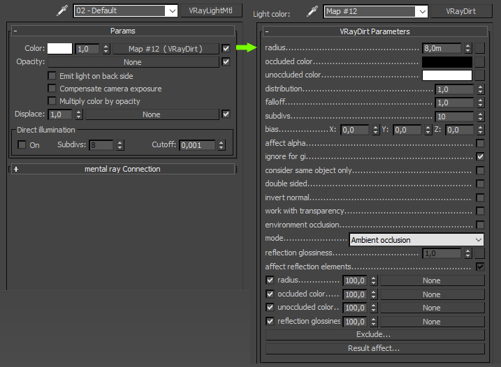 3D&#39;s Max: Ambient Occlusion VRay Material
