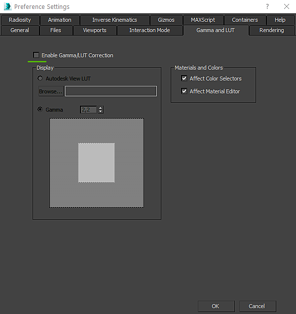 3ds Max &gt; Preferences &gt; Linear Space