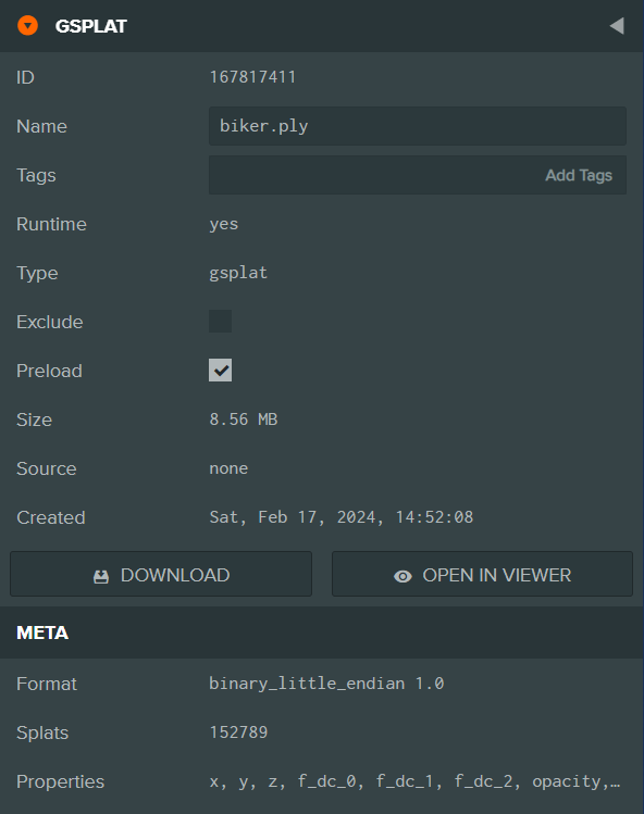 GSplat Asset Inspector