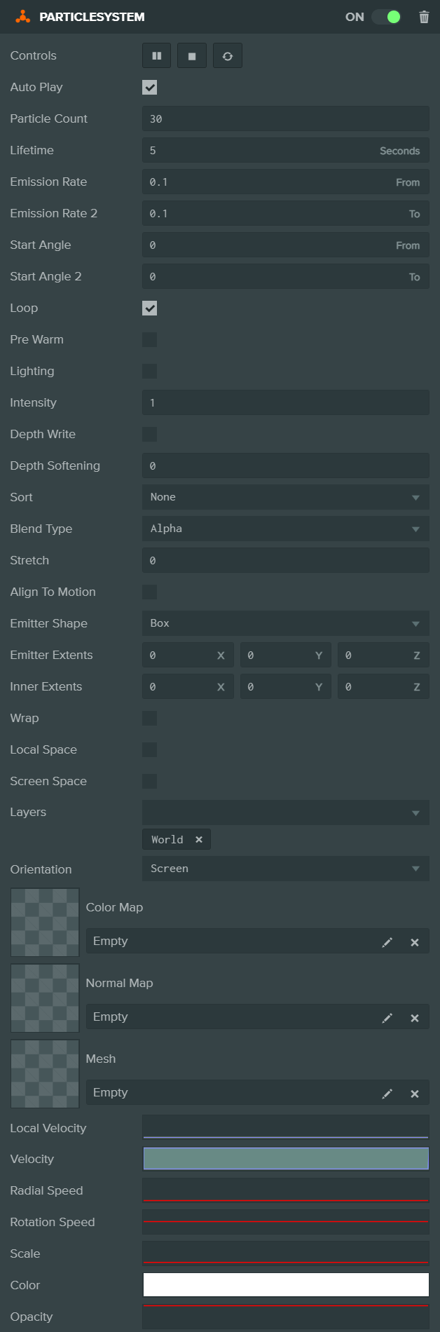 Particle System component