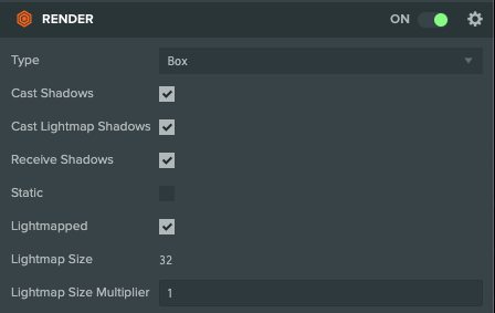 Render Component Settings