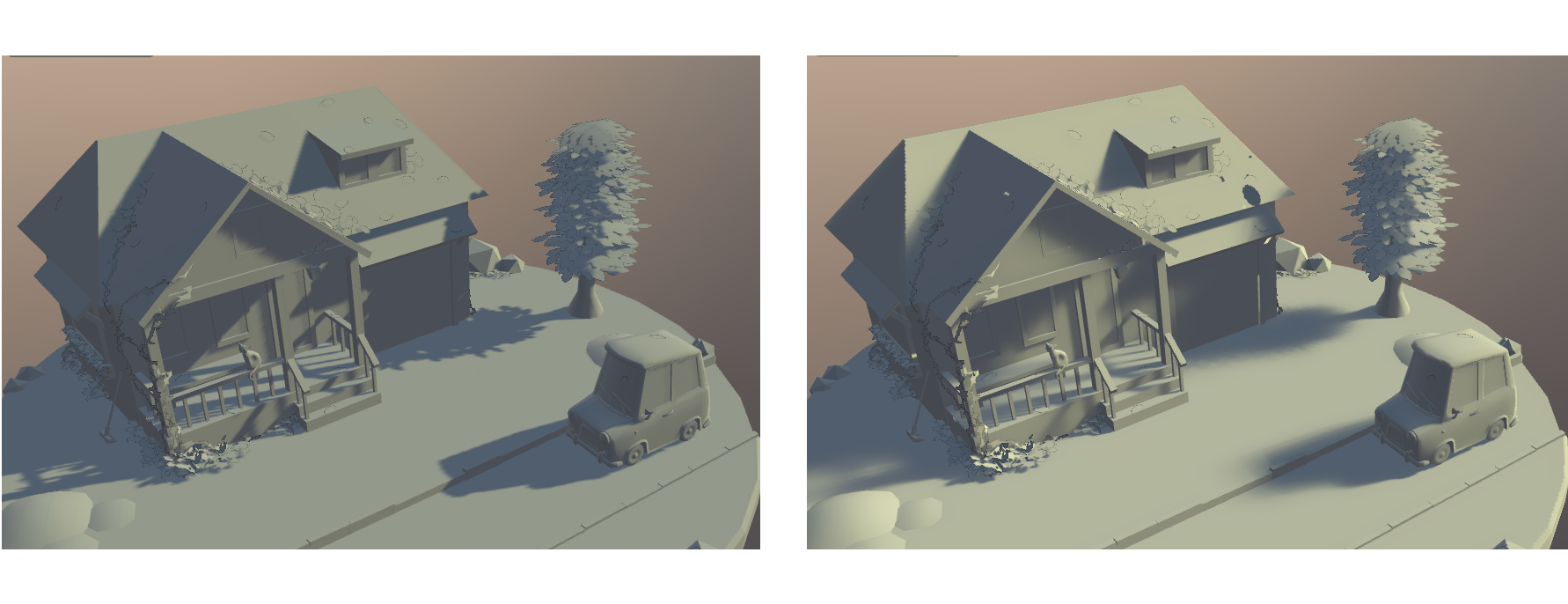 Hard and Soft Shadow Examples