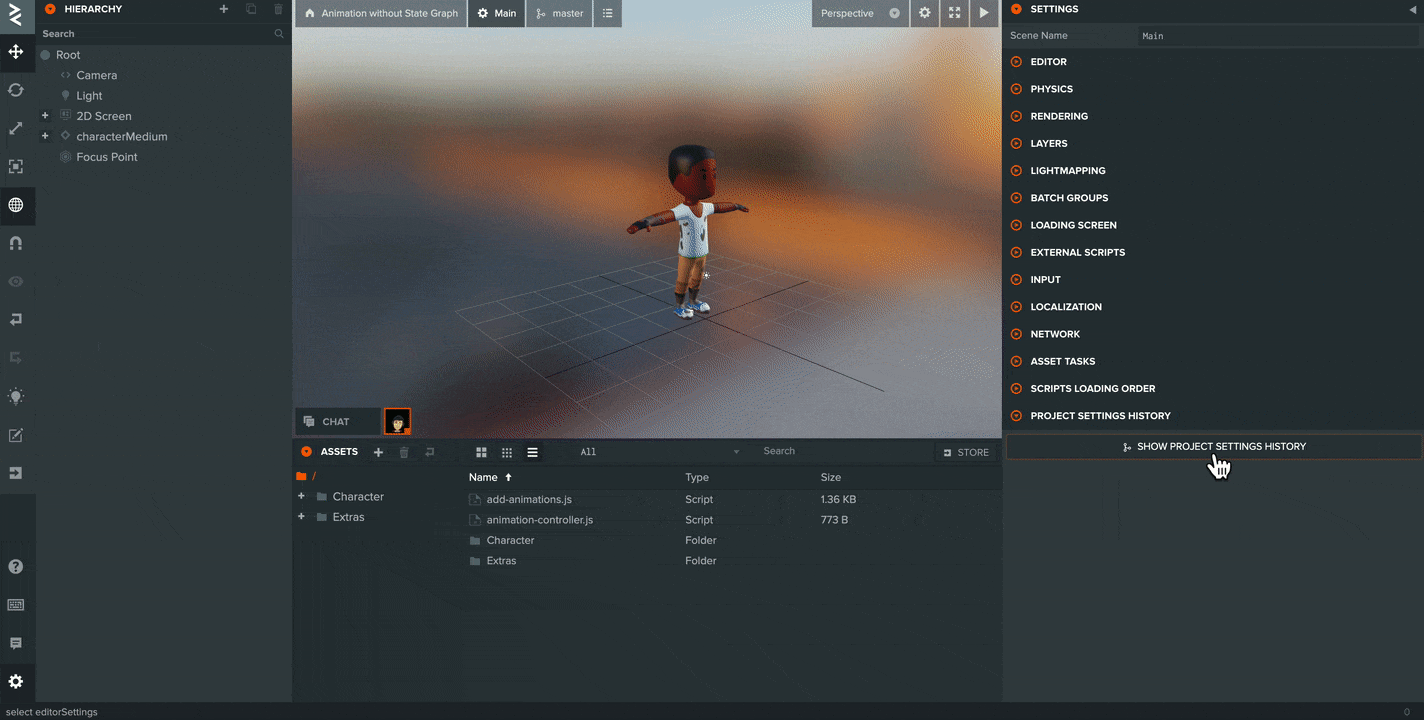 Project Settings Item History